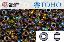 TOHO Round Seed Beads (RR8-245) 8/0 Round Medium - Inside-Color Rainbow Jonquil/Jet-Lined