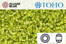 TOHO ラウンド Seed ビーズ (RR8-24) 8/0 ラウンド Medium - Silver-Lined Lime Green