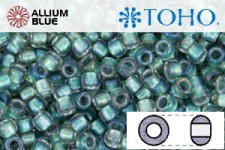TOHO Round Seed Beads (RR3-264) 3/0 Round Extra Large - Inside-Color Rainbow Crystal/Teal-Lined