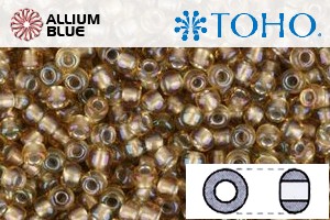 TOHO Round Seed Beads (RR3-279) 3/0 Round Extra Large - Inside-Color Rainbow Lt Topaz/Gray-Lined