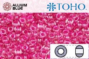 TOHO Round Seed Beads (RR8-350) 8/0 Round Medium - Inside-Color Crystal/Fuchsia-Lined
