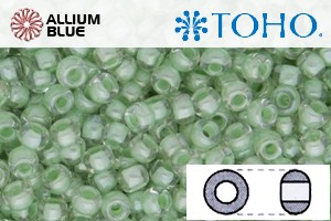 TOHO Round Seed Beads (RR3-354) 3/0 Round Extra Large - Inside-Color Crystal/Mint Julep-Lined