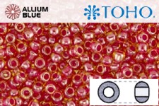 TOHO Round Seed Beads (RR15-365) 15/0 Round Small - Inside-Color Lt Topaz/Pomegranate-Lined