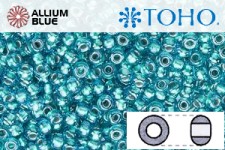 TOHO ラウンド Seed ビーズ (RR8-377) 8/0 ラウンド Medium - Inside-カラー Lt Sapphire/Metallic Teal-Lined