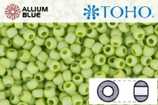 TOHO Round Seed Beads (RR8-404F) 8/0 Round Medium - Lime Green Opaque Rainbow Matte