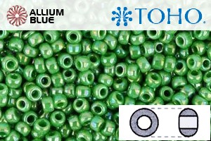 TOHO Round Seed Beads (RR15-407) 15/0 Round Small - Opaque-Rainbow Mint Green