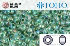 TOHO Round Seed Beads (RR6-699) 6/0 Round Large - Inside-Color Rainbow Crystal/Shamrock-Lined