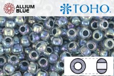 TOHO Round Seed Beads (RR3-773) 3/0 Round Extra Large - Inside-Color Rainbow Crystal/Montana Blue-Lined
