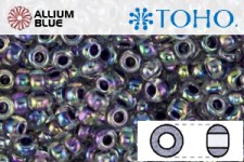 TOHO Round Seed Beads (RR8-774) 8/0 Round Medium - Inside-Color Rainbow Crystal/Grape-Lined