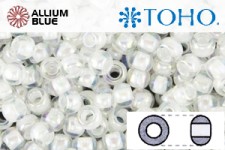 TOHO Round Seed Beads (RR8-777) 8/0 Round Medium - Inside-Color Rainbow Crystal/Creme-Lined