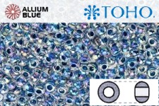 TOHO Round Seed Beads (RR3-782) 3/0 Round Extra Large - Inside-Color Rainbow Crystal/Capri-Lined