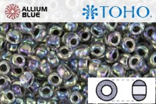 TOHO Round Seed Beads (RR11-783) 11/0 Round - Inside-Color Rainbow Crystal/Opaque Gray-Lined