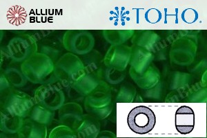TOHO Round Seed Beads (RR3-7BF) 3/0 Round Extra Large - Transparent-Frosted Grass Green