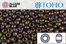 TOHO ラウンド Seed ビーズ (RR6-85F) 6/0 ラウンド Large - Frosted Metallic Iris - Purple