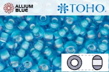 TOHO Round Seed Beads (RR15-931) 15/0 Round Small - Inside-Color Aqua/White-Lined
