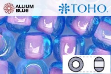 TOHO ラウンド Seed ビーズ (RR15-937) 15/0 ラウンド Small - Inside-カラー Aqua/Bubble Gum Pink-Lined