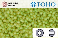 TOHO Round Seed Beads (RR8-946F) 8/0 Round Medium - Inside-Color Frosted Jonquil/Opaque Green-Lined