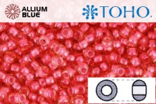TOHO Round Seed Beads (RR3-979) 3/0 Round Extra Large - Luminous Lt Topaz/Neon Pink-Lined