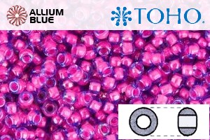 TOHO ラウンド Seed ビーズ (RR3-980) 3/0 ラウンド Extra Large - Luminous Lt Sapphire/Neon Pink-Lined