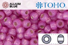 TOHO ラウンド Seed ビーズ (RR6-PF2107) 6/0 ラウンド Large - PermaFinish - Silver-Lined Milky Electric Pink