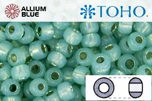 TOHO Round Seed Beads (RR3-PF2119) 3/0 Round Extra Large - PermaFinish - Silver-Lined Milky Dk Peridot