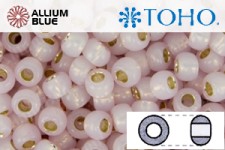TOHO Round Seed Beads (RR15-PF2120) 15/0 Round Small - PermaFinish - Silver-Lined Milky Soft Pink