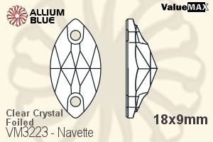 VALUEMAX CRYSTAL Navette Sew-on Stone 18x9mm Crystal F