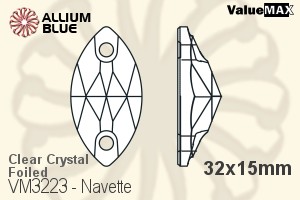 VALUEMAX CRYSTAL Navette Sew-on Stone 32x15mm Crystal F