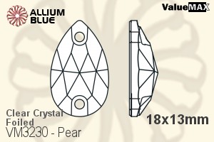 ValueMAX Pear Sew-on Stone (VM3230) 18x13mm - Clear Crystal With Foiling
