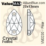 ValueMAX Pear Sew-on Stone (VM3230) 22x13mm - Clear Crystal With Foiling