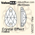 ValueMAX Pear Sew-on Stone (VM3230) 28x17mm - Crystal Effect With Foiling