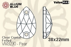 ValueMAX Pear Sew-on Stone (VM3230) 38x22mm - Clear Crystal With Foiling
