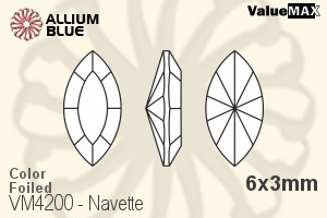 VALUEMAX CRYSTAL Navette Fancy Stone 6x3mm Blue Zircon F