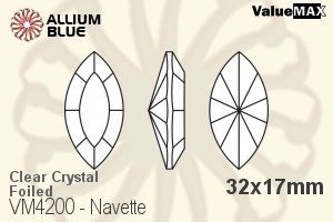 ValueMAX Navette Fancy Stone (VM4200) 32x17mm - Clear Crystal With Foiling