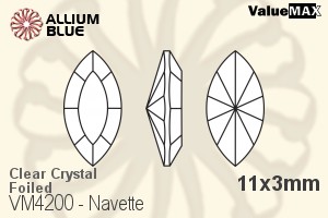 VALUEMAX CRYSTAL Navette Fancy Stone 11x3mm Crystal F