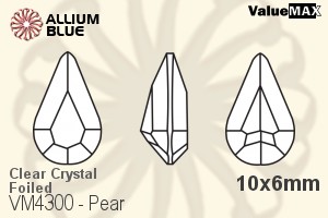 ValueMAX Pear Fancy Stone (VM4300) 10x6mm - Clear Crystal With Foiling