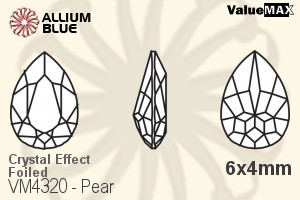 VALUEMAX CRYSTAL Pear Fancy Stone 6x4mm Crystal Champagne F