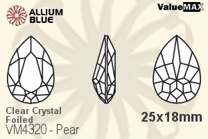 ValueMAX Pear Fancy Stone (VM4320) 25x18mm - Clear Crystal With Foiling