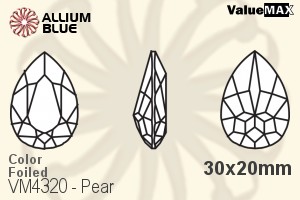 VALUEMAX CRYSTAL Pear Fancy Stone 30x20mm Capri Blue F