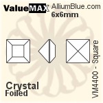 ValueMAX Square Fancy Stone (VM4400) 6x6mm - Clear Crystal With Foiling