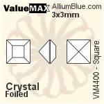 ValueMAX Square Fancy Stone (VM4400) 3x3mm - Clear Crystal With Foiling