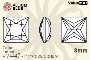 VALUEMAX CRYSTAL Princess Square Fancy Stone 8mm Capri Blue F
