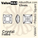 ValueMAX Princess Square Fancy Stone (VM4447) 12mm - Clear Crystal With Foiling
