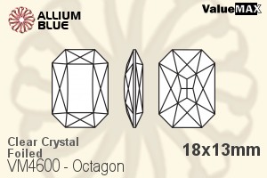 ValueMAX Octagon Fancy Stone (VM4600) 18x13mm - Clear Crystal With Foiling
