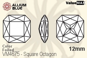 VALUEMAX CRYSTAL Square Octagon Fancy Stone 12mm Blue Zircon F