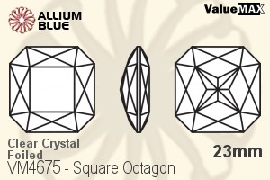 ValueMAX Square Octagon Fancy Stone (VM4675) 23mm - Clear Crystal With Foiling