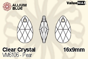VALUEMAX CRYSTAL Pear 16x9mm Crystal