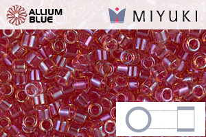 MIYUKI Delica® Seed Beads (DBM0062) 10/0 Round Medium - Light Cranberry Lined Topaz Luster