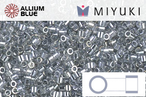 MIYUKI Delica® Seed Beads (DBS0114) 15/0 Round Small - Transparent Silver Gray Gold Luster