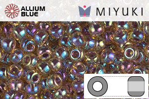 MIYUKI Round Rocailles Seed Beads (RR8-0342) 8/0 Large - Inside Dyed Amethyst Gold AB
